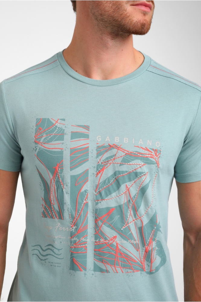 FRONT PRINTED T SHIRT 155913 OCEAN BLUE
